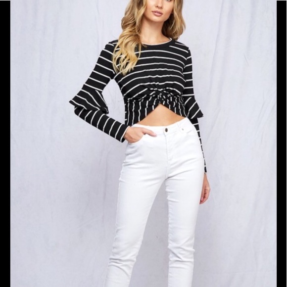 Peach Love California Striped Knit Crop Top - Picture 3 of 8